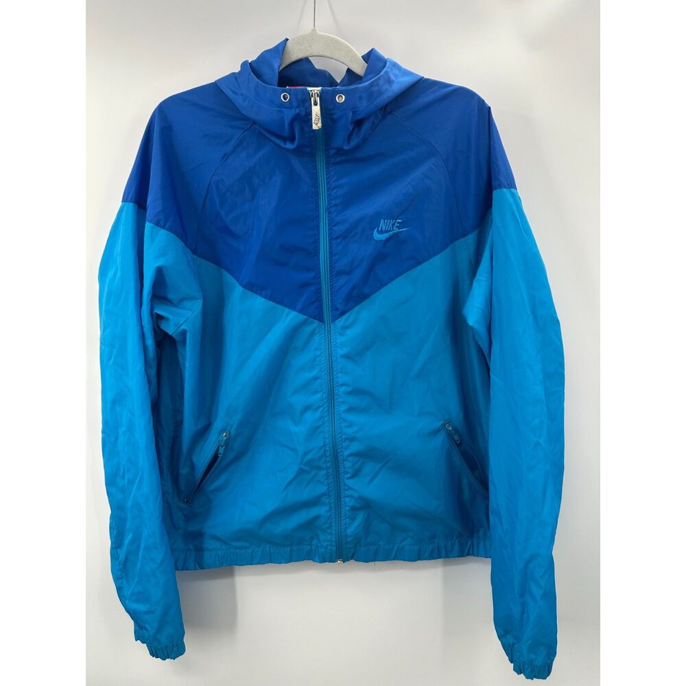 VTG 90s Nike Grey Tag Colorblock Windrunner Jacket Blue Sz L Hooded Windbreaker